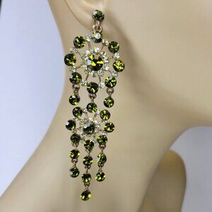 Green Crystal Chandelier Earrings Dazzling Green Earrings